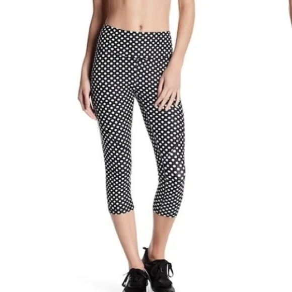 C&C California High Waist Crop Leggings Black‎ w/White Polka-dots. Women's (M) - Picture 1 of 5